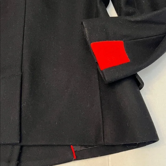 NILI LOTAN RED CUFF VIRGIN WOOL SHORT PEACOAT BLACK SIZE 6 - Picture 15 of 16